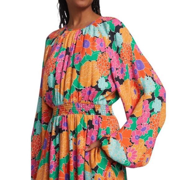 AMUR Gretal Multicolor Floral Balloon Sleeve Smocked Minidress Women's 0 NWT - Picture 13 of 13